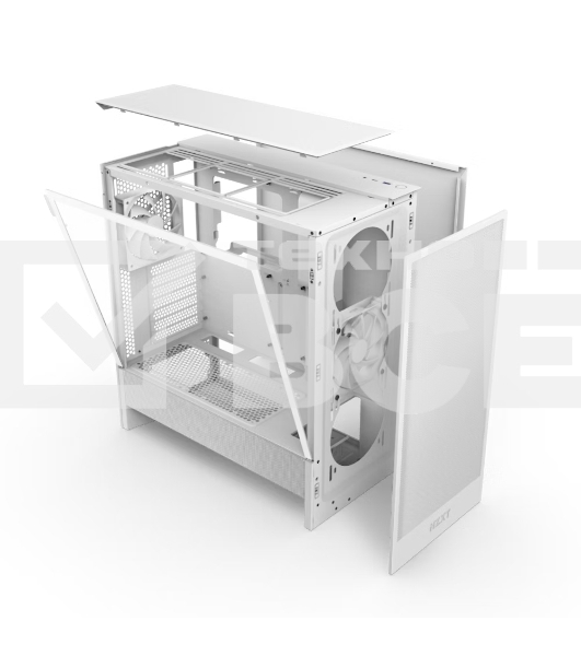 Компьютерный корпус без блока питания NZXT H5 Flow (2024), Midi-Tower, TG, 2x120мм, 1xUSB-A 3.2 + 1xUSB-C 3.2, E-ATX, ATX, mATX, mITX белый