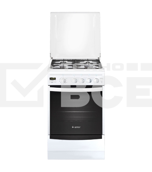 Плита газовая Gefest ПГ 5100-04 белый, конфорок 4 шт, духовка 52 л, 50 см x 85 см x 58.5 см