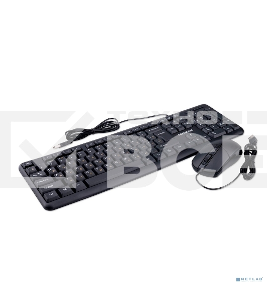 Комплект клавиатура + мышь проводной Гарнизон GKS-122, 104кл+3кн, 1000 DPI, 1.8м, черный