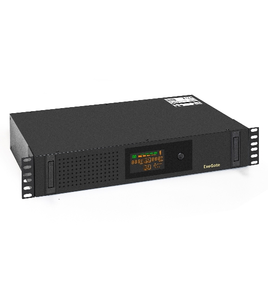 ИБП ExeGate ServerRM UNL-850.LCD.AVR.2SH.3C13.USB.2U (850VA/510W, Color LCD, AVR, 2*Schuko+3*C13, USB, батарея 12V 9Ah, 2U, установка в стойку, Black)
