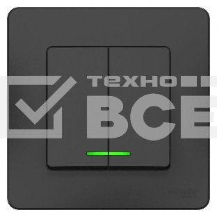 Выключатель 2-кл. СП BLANCA (сх.5) 10А 250В с подсветкой антрацит SchE BLNVS010516