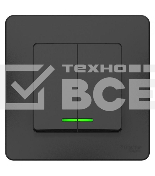 Выключатель 2-кл. СП BLANCA (сх.5) 10А 250В с подсветкой антрацит SchE BLNVS010516