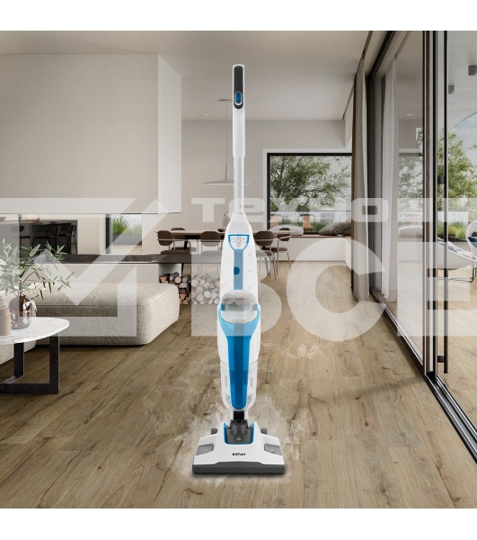 Пылесос вертикальный паровой Kitfort KT-556 белый, питание от сети, 1700 Вт, уборка сухая/паром, пылесборник 0.4 л