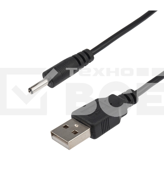 Кабель USB штекер - DC разъем питание 1,4х3,4 мм, спираль 1,5 метра Rexant