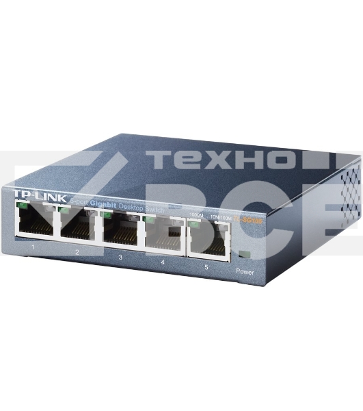 Коммутатор TP-Link SOHO TL-SG105 5-port Desktop Gigabit Switch, 5 10/100/1000M RJ45 ports, metal case