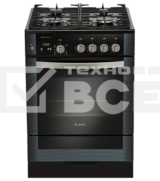 Плита газовая Gefest ПГ 6500-03 0044 черный, конфорок 4 шт, духовка 52 л, 60 см x 85 см x 60 см