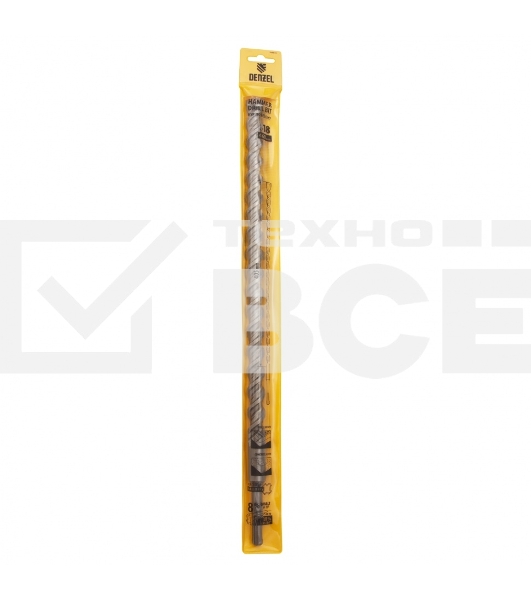 Бур по бетону, двойная спираль, Cobalt W-tip, 18x460 мм, SDS PLUS Denzel
