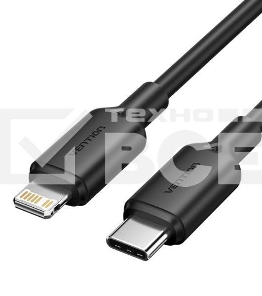 Кабель Vention USB 2.0 CM/Lightning 8M для iPad/iPhone 3A - 1м. Черный