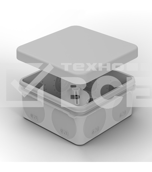 Коробка распаячная Rexant для прямого монтажа ОУ, HF, 80х80х40мм, IP67 (мембранные вводы)