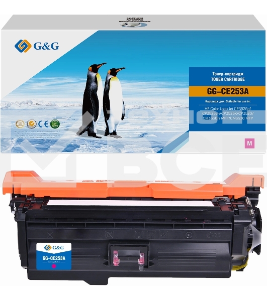Картридж лазерный G&G GG-CE253A CE253A пурпурный (7000стр.) для HP CLJ CP3525n/CP3525dn/CP3525X/CP3520/CM3530fs MFP/CM3530 MFP