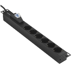 Блок розеток горизонтальный ExeGate ServerPro PDU-19H610 Al-6S-EU2.5-1P, 19', 1U, Алюминий, 6 Schuko, кабель с евровилкой VDE-250V-16A-3*1.5мм2, 2.5 метра, защита от перегрузки, черный, фото3