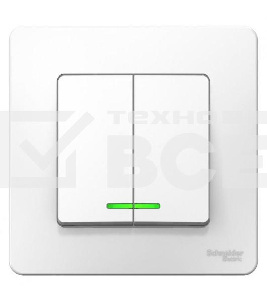 Выключатель 2-кл. СП BLANCA (сх.5) 10А 250В с подсветкой бел. SchE BLNVS010511
