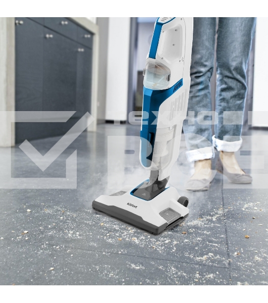 Пылесос вертикальный паровой Kitfort KT-556 белый, питание от сети, 1700 Вт, уборка сухая/паром, пылесборник 0.4 л