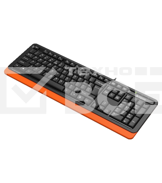 Клавиатура A4Tech Fstyler FKS10 проводная, USB, черный/оранжевый