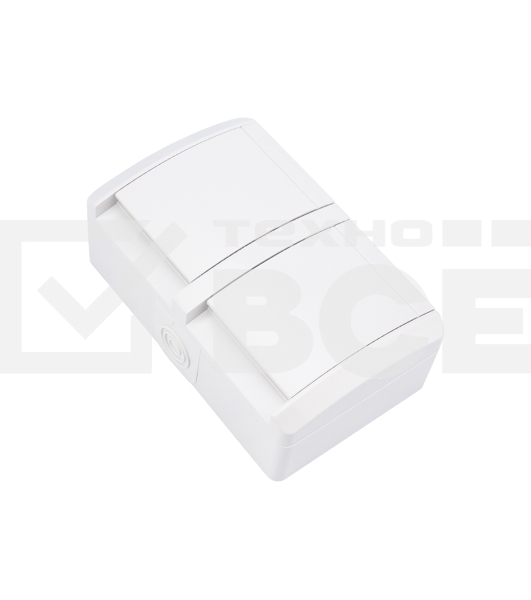 Блок горизонтальный 2 розетки Kranz INDUSTRIAL IP54 с заземлением, о/у, белый