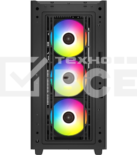 Компьютерный корпус Deepcool CK560 без БП, боковое окно (закаленное стекло), 3xARGB LED 120мм вентилятора спереди и 1x140мм вентилятор сзади, черный, ATX