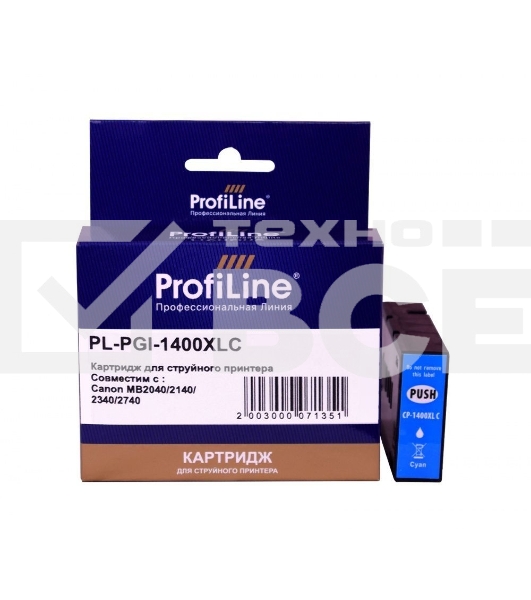 Струйный картридж PL-PGI-1400XLC для принтеров Canon MB2040/MB2140/MB2340/MB2740 с чернилами Cyan ProfiLine