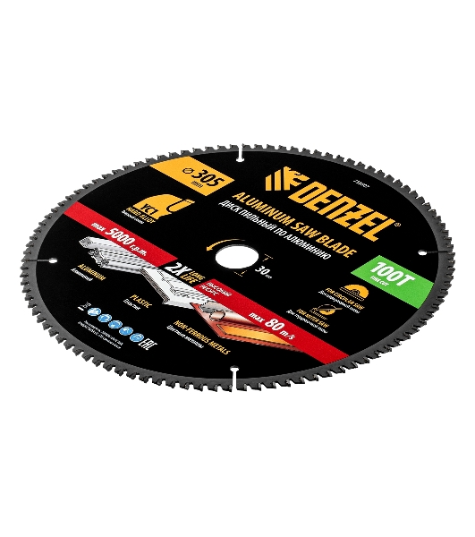 Пильный диск по алюминию Denzel ф305 х 30 мм, 100 зубьев 733807