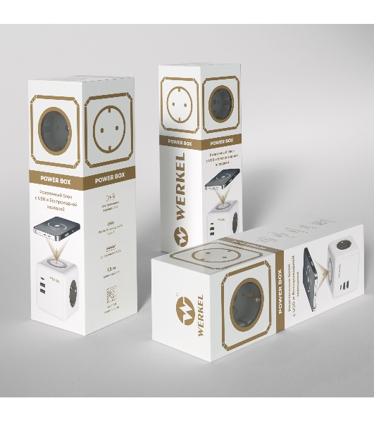 Розеточный блок 3-местный + 3 USB + беспроводная зарядка