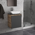 Тумба Bau Dream Blackwood 50 графит, раковина BAU Spectrum mini 47х24 смеситель для раковины высокий Hotel Still, нержавеющая сталь, фото 1