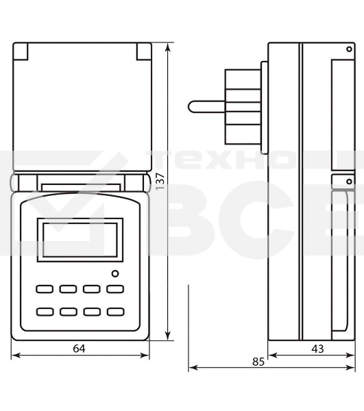 Розетка с таймером Feron (недельная) в защитном корпусе IP 44 3500W/16A 230V, 61926(TM23)