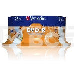 Диск DVD-R Verbatim 4.7Gb 16x Cake Box (25шт) Printable (43538), фото4