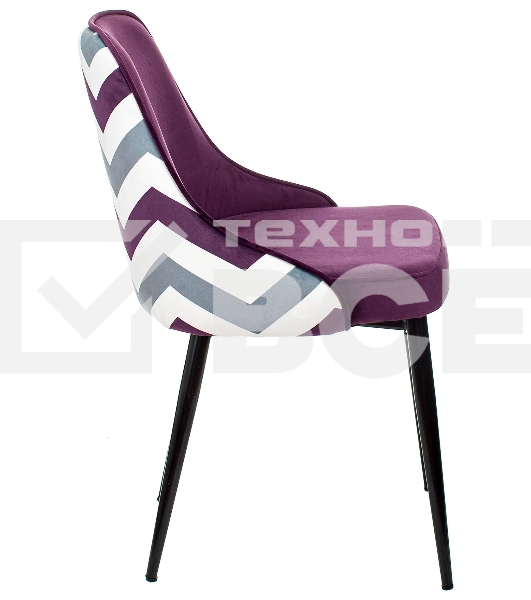 Стул для кухни Бюрократ KF-5_2 комплект 2 шт фиолетовый зигзаг металл черный на ножках (KF-5/ZIG/VIOLET_2)