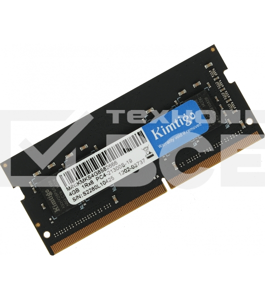 Оперативная память Kimtigo, DDR4, 4GB (1x4 GB), 2666 MHz, CL19, SO-DIMM