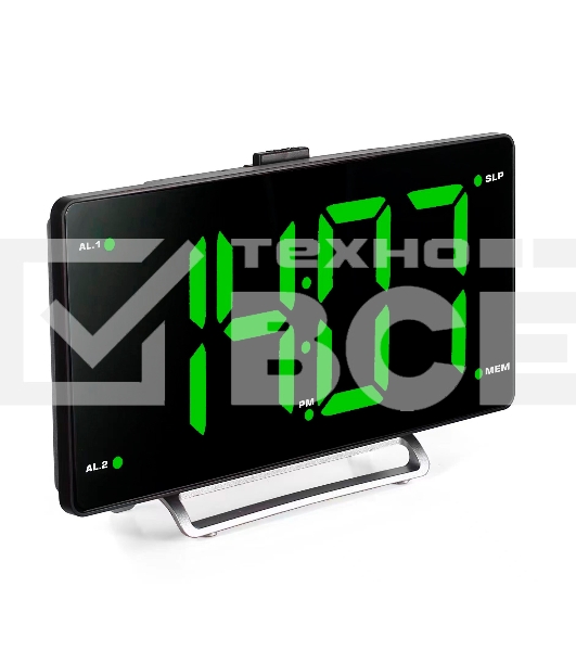 Радиобудильник Hyundai H-RCL246 черный LCD подсв:зеленая часы:цифровые FM