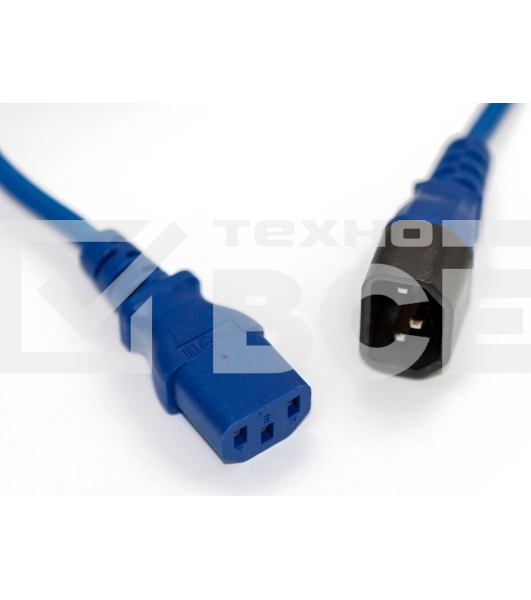 Шнур для блока питания Hyperline PWC-IEC13-IEC14, IEC 320 C13, вилка C14, 5 м, 10А, провода 3 х 1,0 кв. мм, синий