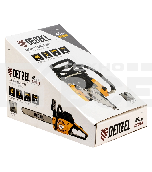 Пила цепная бензиновая DGS-4516, шина 40 см, 45см3, 3,0 л.с., шаг 3/8, паз 1,3 мм, 57 зв Denzel