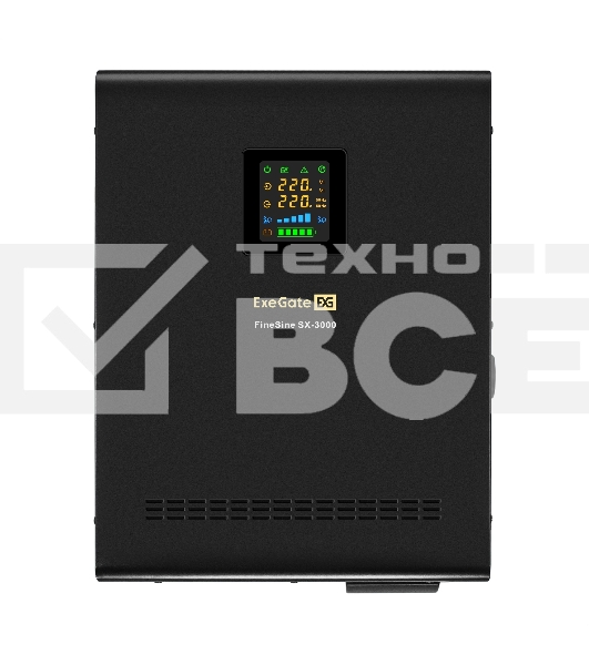 Комплект ИБП EX296003RUS + батарея 55Aч EX285652RUS 4шт (инвертор, синус, для котла, настенный) ExeGate FineSine SX-3000.LCD.AVR.2SH.T <3000VA/2100W, чистая синусоида, цветной LCD-дисплей, AVR, 2*Schuko+клеммы, линейно-интерактивный, крепление настенное, 