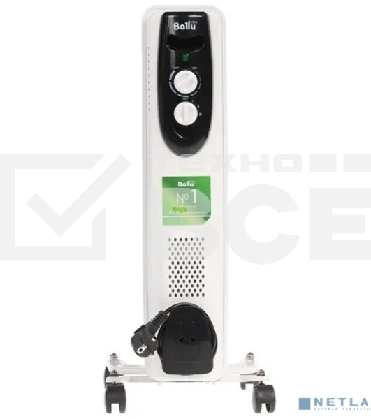 Масляный обогреватель Ballu Classic BOH/CL-05WRN (5 секций), белый, 1000 Вт, 15 м2, термостат