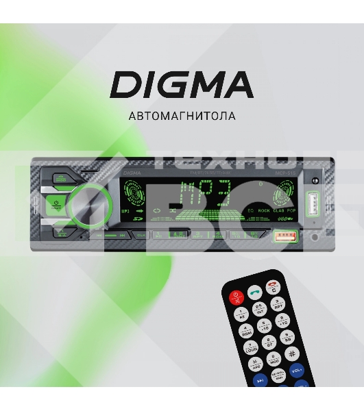 Автомагнитола Digma MCP-515 1DIN 4x45Вт v5.0 USB 2.0 AUX 4 ПДУ