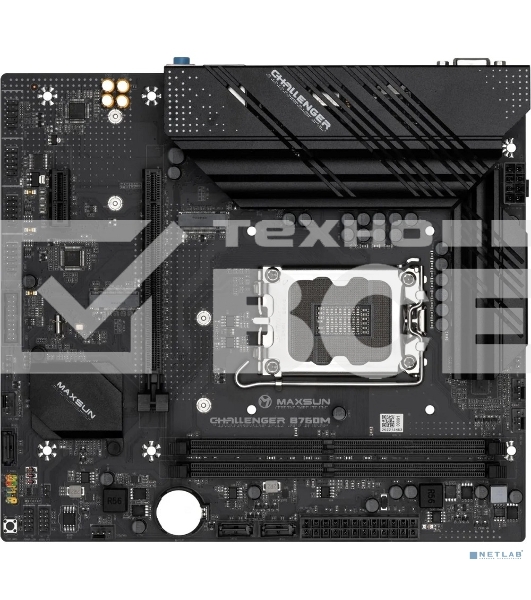 Материнская плата Maxsun Challenger B760M, LGA 1700, Intel B760, 2xDDR4, 3xSATA, 2xM.2, 1xPCIe 4.0 x16, 1xPCIe 3.0 x1, 1xHDMI, 1xVGA, 1x 1Gb LAN, 4xUSB-A 3.2 Gen 1, 2xUSB-A 2.0, 5.1, M-ATX