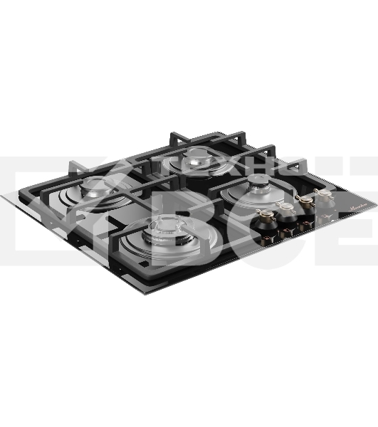 Варочная поверхность MONSHER MGG 67 RN Bronze, Classic, газ, 60 см, газ-контроль, автоматический электроподжиг, чугунные решетки, форсунки под сжиженый газ, поворотные переключатели, цвет черный/бронзовый