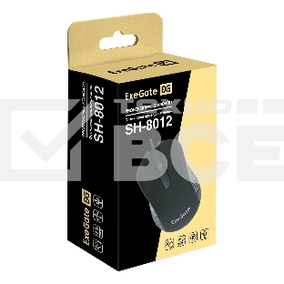 Мышь проводная ExeGate Professional Standard SH-8012 черный, 1000 dpi, USB, кнопки - 3