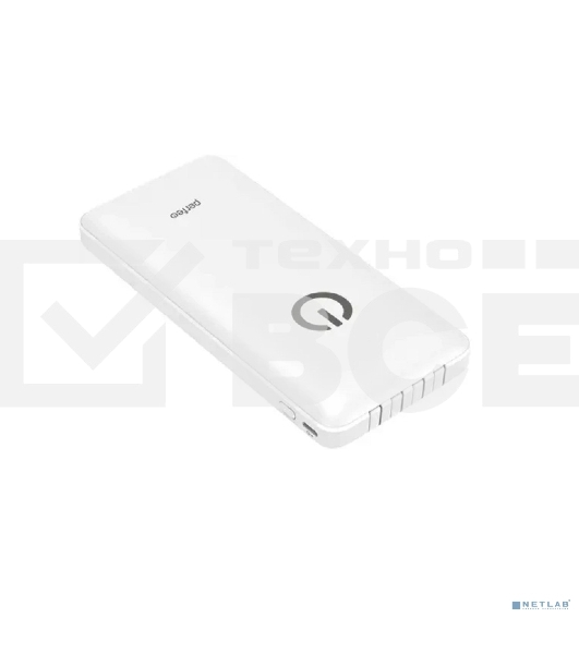 Портативный аккумулятор Powerbank Perfeo ABSOLUTE 10000mah In Micro usb,USB/Out USB,Micro usb,Type-C,Lightning, 2.1А/белый (PF_B4879)