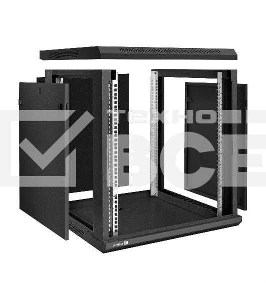 Шкаф телекоммуникационный 19' настенный 12U ExeGate EC-WM-12U.600.M.BLACK (19', 12U, 600x600x635 мм (ШхГхВ), передняя дверь металл, съемные боковые панели, пыле- и влагозащита IP23, черный RAL 9004)