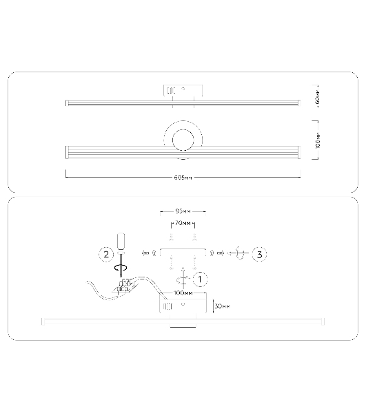 Светильник Ambrella light FL6102 BK черный 14W 3000K-6400K 605*100*60