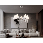 Люстра Ambrella light LH57123/5 SN/FR никель/белый матовый E14/5 max 40W D650*590, фото3