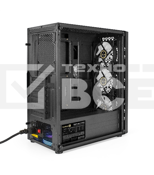 Компьютерный корпус Miditower ExeGate EVO-9202-EVO800 (ATX, БП EVO800RGB с вент. 12 см, с окном, 1*USB+1*USB3.0, аудио, черный, 3 вент. 12см с RGB подсветкой)