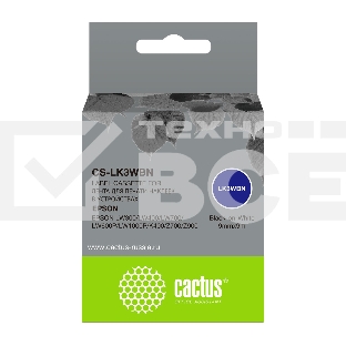 Картридж ленточный Cactus CS-LK3WBN черный шрифт, белый фон (9 мм, 9 м) для Epson LW300/LW400/LW700/LW600P/LW1000P/K400/Z700/Z900