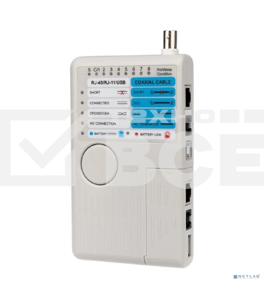 Тестер кабеля универсальный 5 в 1  RJ-45+RJ-11+1394+USB+BNC  3468  Rexant