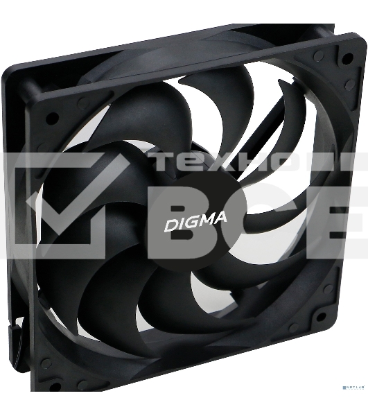 Вентилятор для корпуса Digma DFAN-120-9 черный, 120 мм, 1200 об/мин, 23 дБ, 4 pin