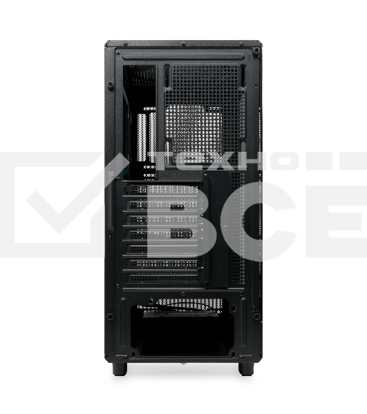 Компьютерный корпус без блока питания HSPD M510, Mesh Mid Tower, черный, TG, 0.5 SPCC, no fans ATX, mATX, mITX 180/280/160мм 1x2.5', 1x3.5', 7xPCI 1xUSB-A 3.0, 1xUSB-A 1.0 517x277x418мм