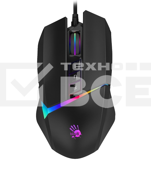 Мышь проводная A4Tech Bloody W60 Max черный, 10000 dpi, USB, кнопки - 10