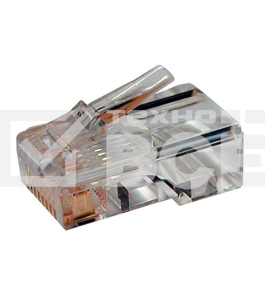 Разъем PLUG-8P8C-U-C5-100 RJ45(8P8C) под витую пару кат.5e универс. (для ож и мж кабеля) Hyperline 49377