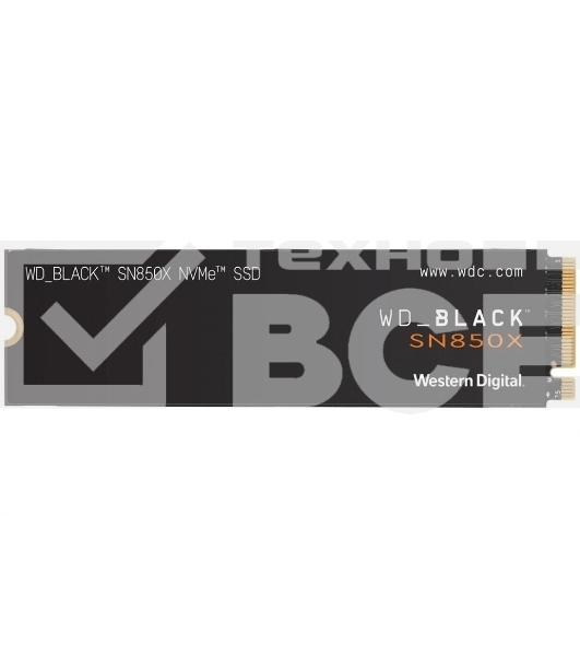 Накопитель SSD WD 1Tb Black SN850X, M.2(22x80mm), NVMe, PCIe 4.0 x4, 3D TLC, R/W 7300/6300MB/s, IOPs 800 000/1 100 000, TBW 600, DWPD 0.3 (12 мес.)