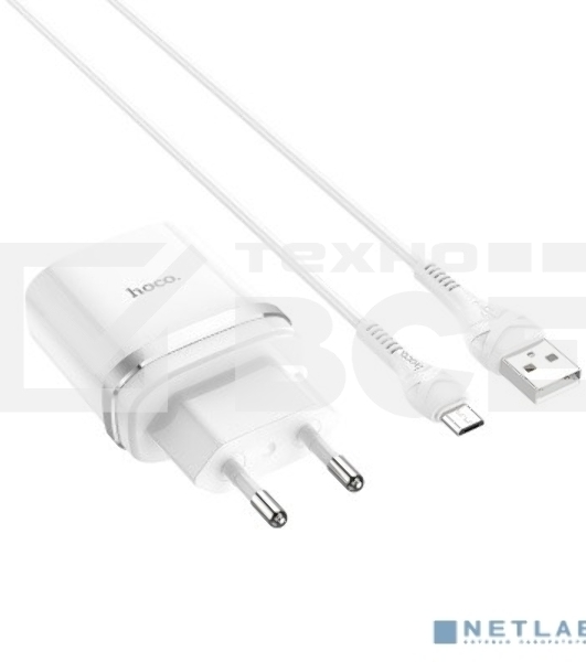 Сетевое зарядное устройство + Кабель Micro HOCO HC-16286 C12Q/1m/QC 3.0/1 USB/Выход: 5V_9V_12V, 18W, белый